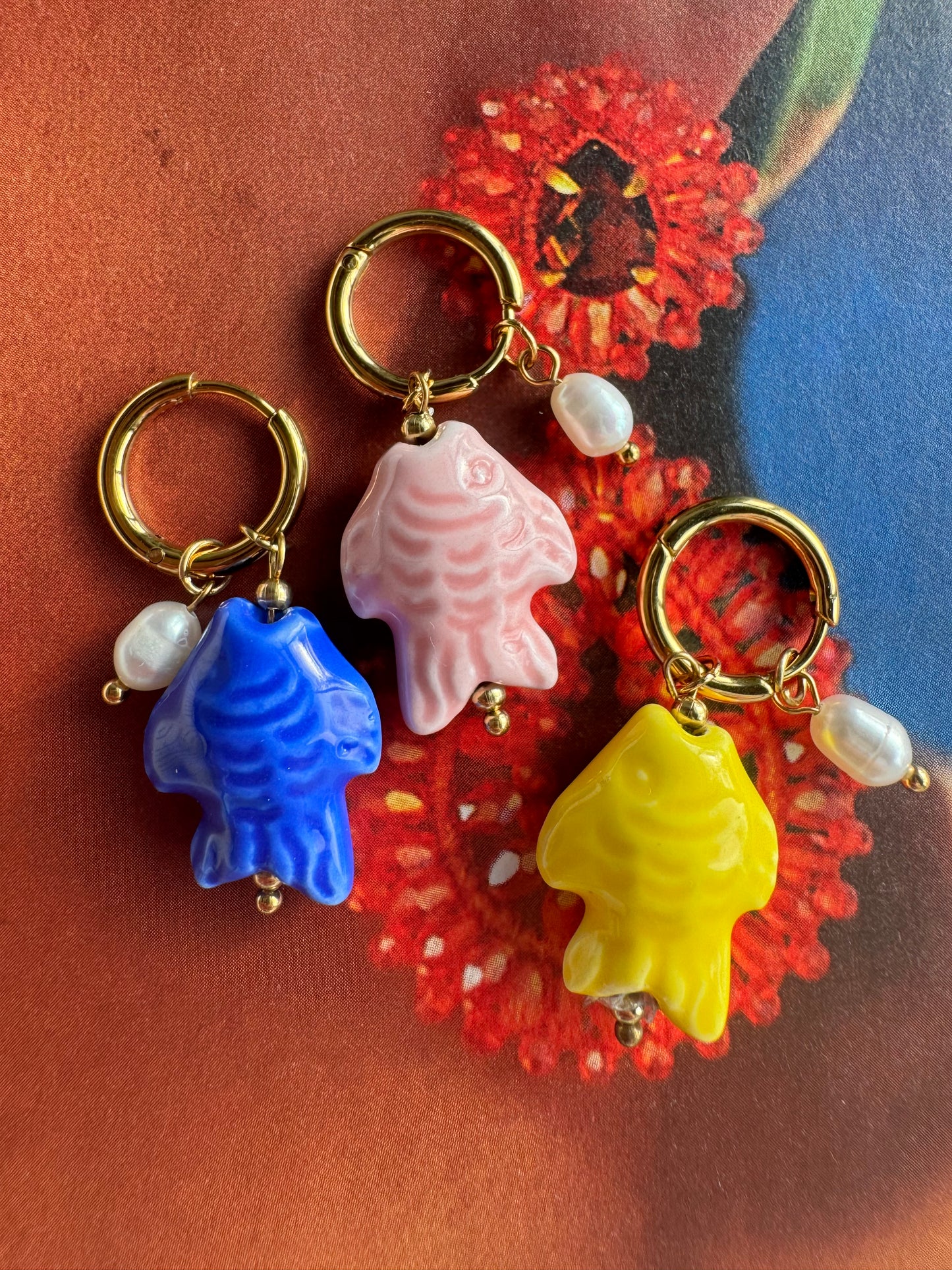 Fish steen one piece oorbel