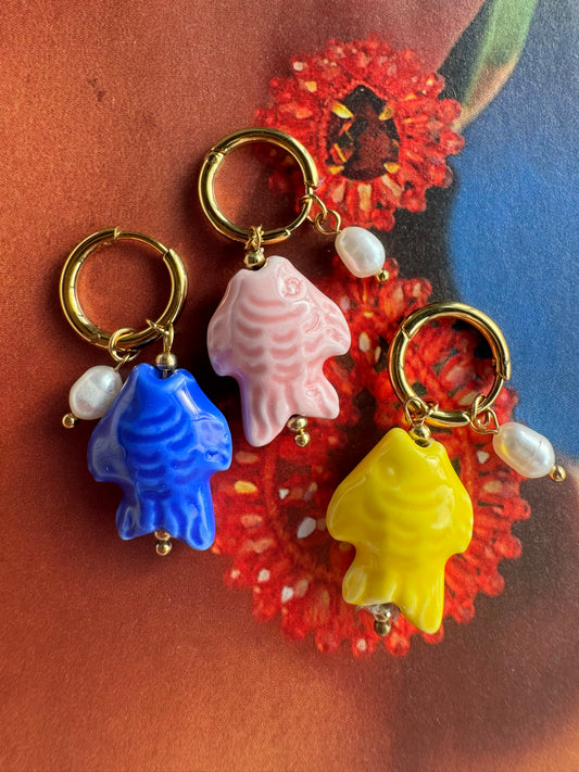 Fish steen one piece oorbel