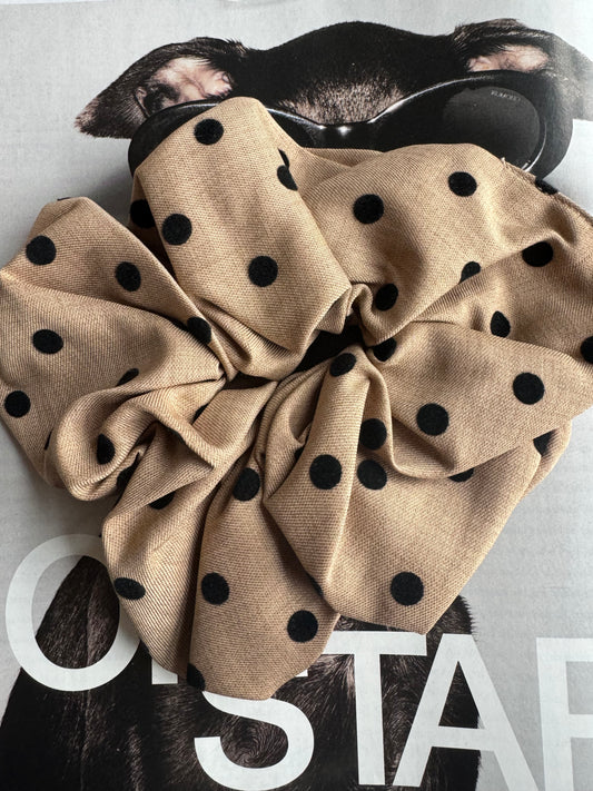 Polka Dot Scrunchie Khaki