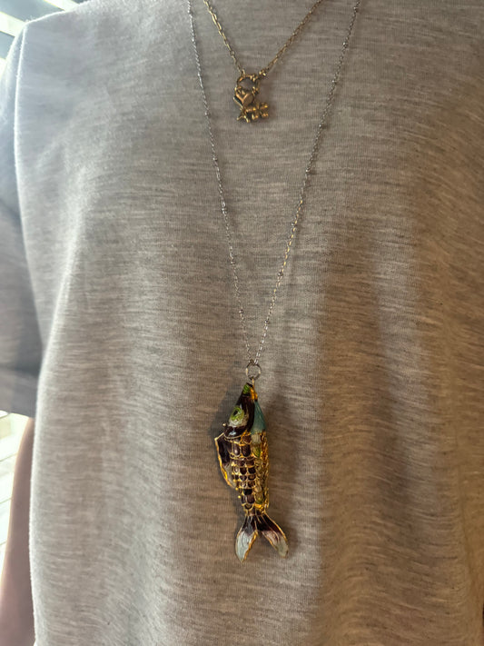 Fish ketting BIG zilver