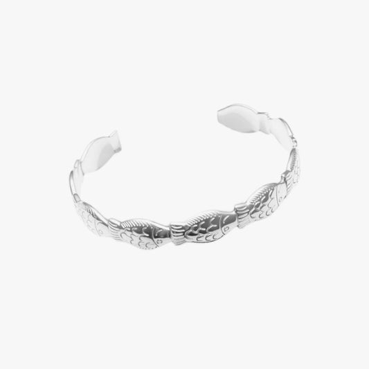 Fish bangle zilver